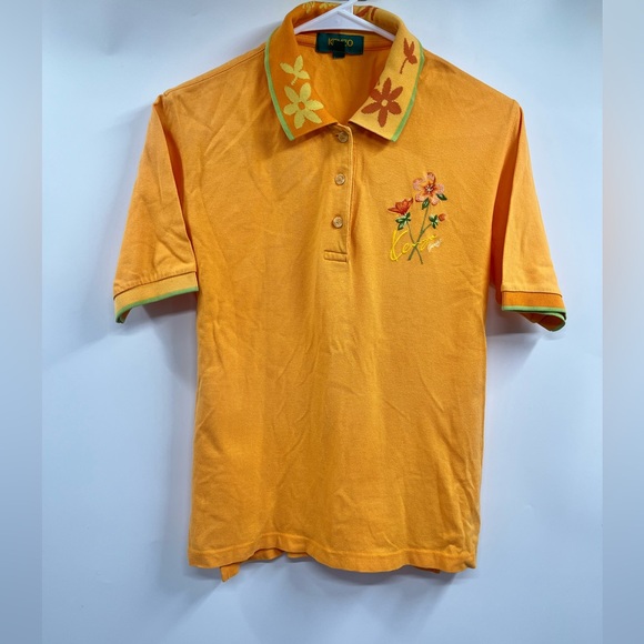 Kenzo Other - Vintage Kenzo Yellow Collard Floral Embroidered Golf Polo Mens Size 2